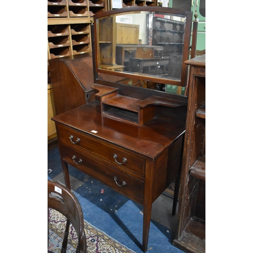 473 - An Edwardian Inlaid Mahogany Dressing Chest with Two Drawers, 84cm wide