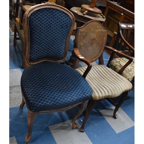 499 - A Mahogany Framed Cane and Shield Back Armchair and French Style Salon Chair