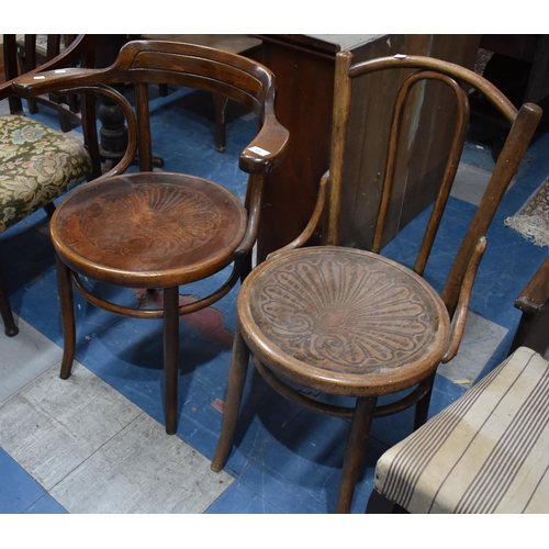 501 - Two Circular Seated Bentwood Chairs