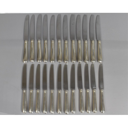 242 - A Set of Twenty Four Queen Elizabeth II Silver Knives, Sheffield Hallmark 1963, Twelve Large 25cms L... 