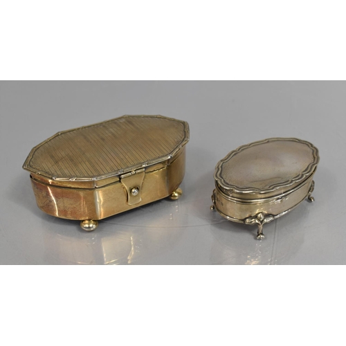 235 - A George V Silver Dressing Table Box, Birmingham 1915 Hallmark, The Box of Oval Form Raised on Scrol... 