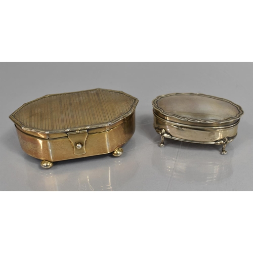 235 - A George V Silver Dressing Table Box, Birmingham 1915 Hallmark, The Box of Oval Form Raised on Scrol... 