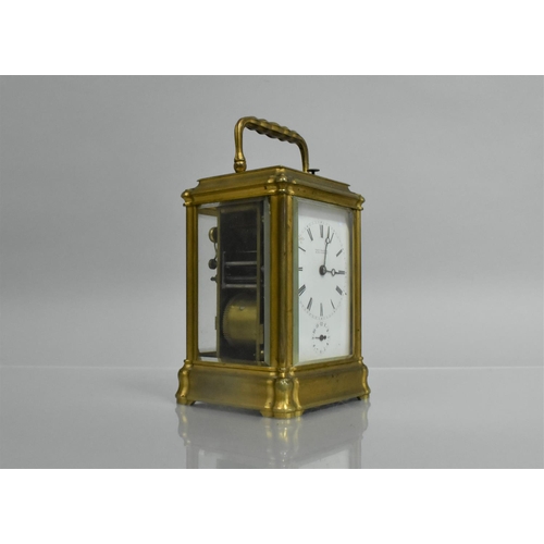 115 - A Late 19th/Early 20th Century French Quarter Repeater Carriage Clock with White Enamel Dial for Pau... 