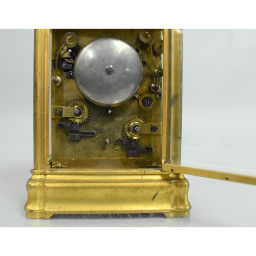 115 - A Late 19th/Early 20th Century French Quarter Repeater Carriage Clock with White Enamel Dial for Pau... 