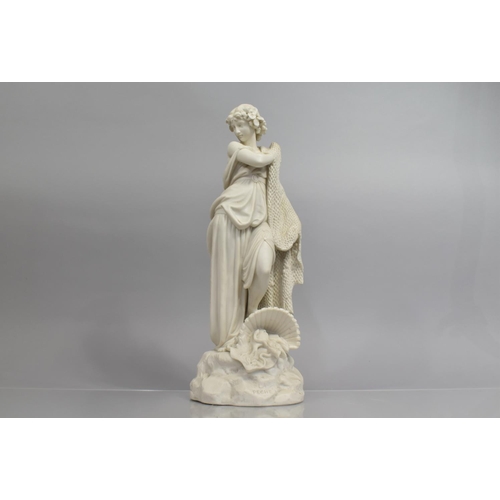 475 - A 19th Century Parian Figure 'La Peche', Modelled as Maiden with Draped Net and Basket of Fish at Fe... 