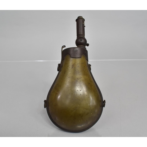 85 - An Early 19th Century Copper and Brass Shot Flask engraved 'Given By A French Sportsman 1817'