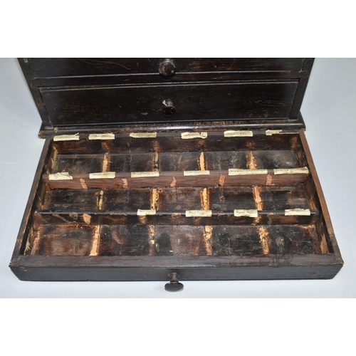 4 - A 19th Century Varnished Pine Collectors Chest of Four Graduating Drawers containing a Divided Inter... 