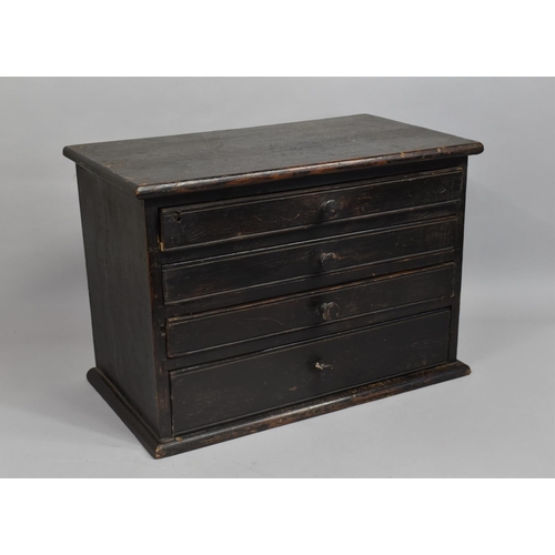 4 - A 19th Century Varnished Pine Collectors Chest of Four Graduating Drawers containing a Divided Inter... 