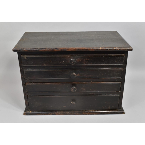 4 - A 19th Century Varnished Pine Collectors Chest of Four Graduating Drawers containing a Divided Inter... 