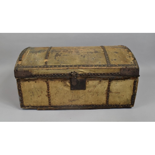 19 - An 18th Century George III Ponyskin Covered Dome Topped Travelling Trunk with Brass Stud Work and Ir... 