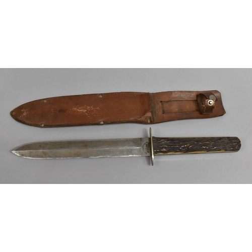 88 - A Vintage Hunting Knife with Antler Handle, The Blade Inscribed Leppington, Cutlass, Sheffield with ... 