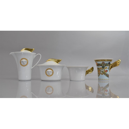 473 - Four Pieces of Rosenthal Porcelain for Versace, Three Piece Medallion Meandre D'or Tea Set, and a Le... 