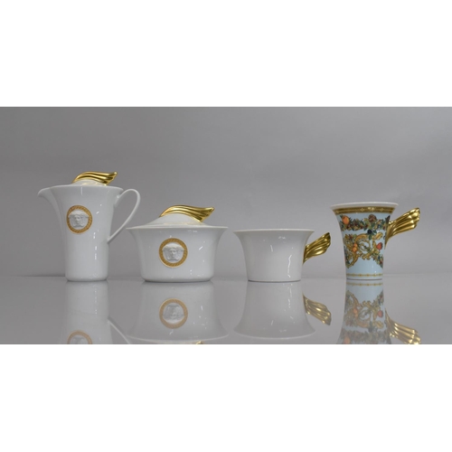 473 - Four Pieces of Rosenthal Porcelain for Versace, Three Piece Medallion Meandre D'or Tea Set, and a Le... 