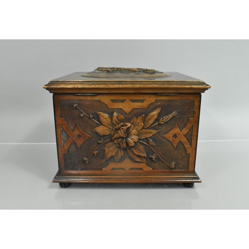 3 - A Victorian Carved Wooden Box Reputedly by William Henry Hurst and Son, Leeds, For London Gazette, S... 