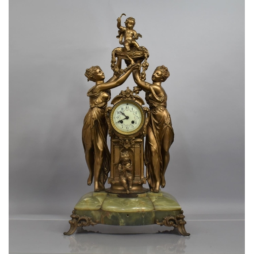 109 - After August Moreau, A Large Early 20th Century French Spelter Figural Clock, Le Moission, Eight Day... 