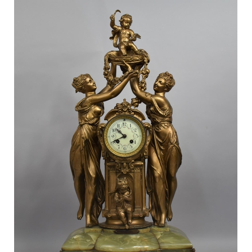 109 - After August Moreau, A Large Early 20th Century French Spelter Figural Clock, Le Moission, Eight Day... 