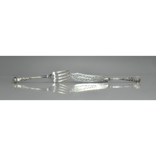 227 - A Good Pair of Victorian Silver Fish Servers, Kings Pattern with Pierced Blade Detailing a Fish