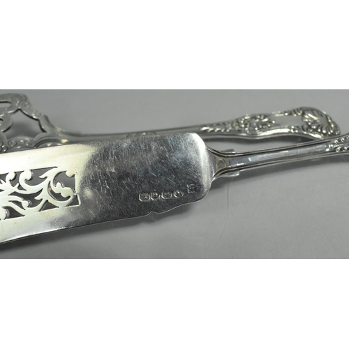 227 - A Good Pair of Victorian Silver Fish Servers, Kings Pattern with Pierced Blade Detailing a Fish