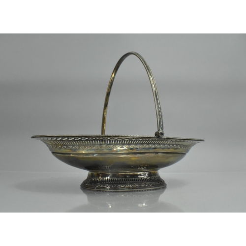 232 - A Victorian Silver Cake Basket, London 1871, Hallmark with Carry Holder, Pierced Border Trim and Pat... 