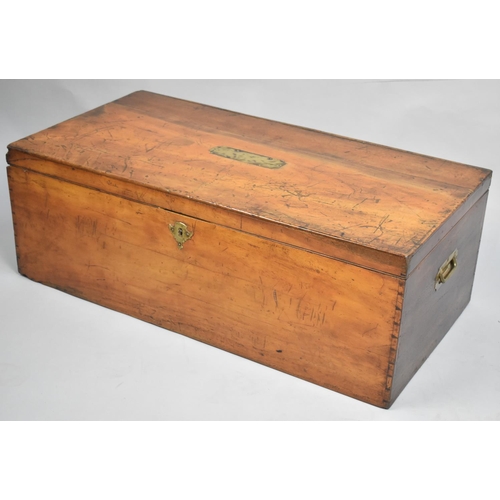 74 - A 19th century Chinese Export Camphor Wood Campaign Trunk, The Sides Fitted with Flush Brass Carryin... 