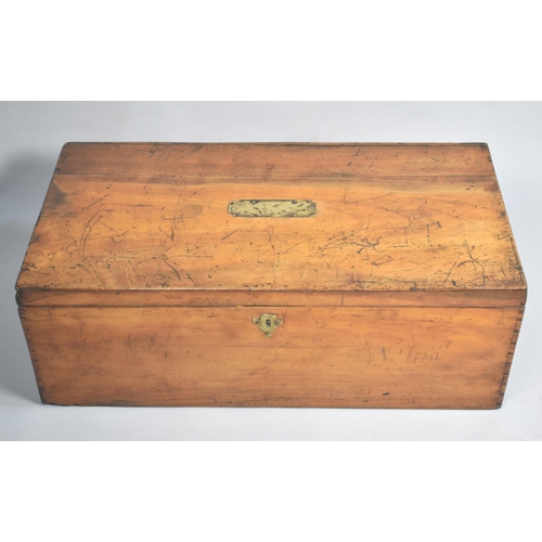 74 - A 19th century Chinese Export Camphor Wood Campaign Trunk, The Sides Fitted with Flush Brass Carryin... 