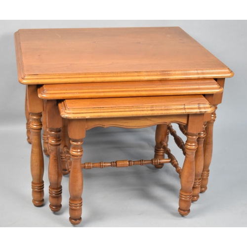 130 - A Late 20th century Nest of three Tables, Largest 63cms Wide