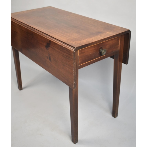 141 - A Late 19th Century Mahogany Drop Leaf Pembroke Table with End Drawer, Square Tapering Supports, 91c... 