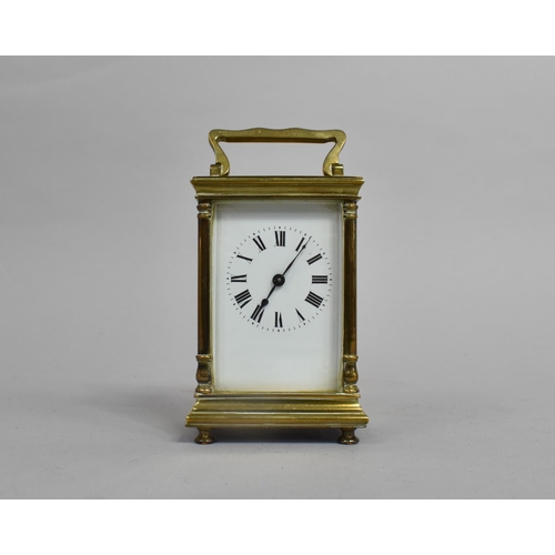 15 - A Late 19th/Early 20th century French Brass Carriage Clock with White Enamelled Dial, Movement Requi... 