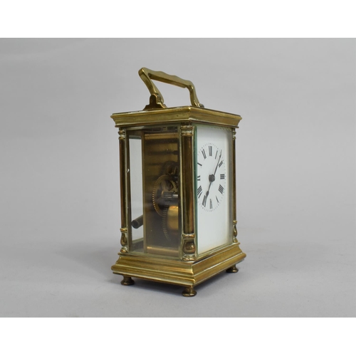 15 - A Late 19th/Early 20th century French Brass Carriage Clock with White Enamelled Dial, Movement Requi... 