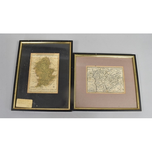 154 - Two Small Framed Maps, 17th Century Map of Montgomery and Merioneth, and 19th Century Hand Coloured ... 