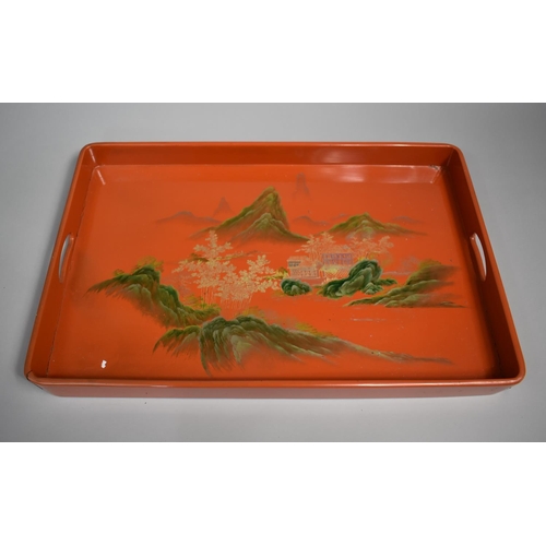 166 - A Mid 20th Century Chinese Lacquered Tray, 48cms by 31cms