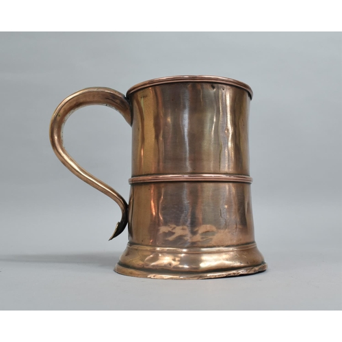 18 - A Polished, Formerly Sheffield Plated Tankard inscribed for B Gill, Barnsley, 16cms High