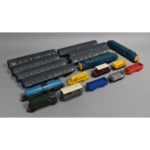 186 - A Collection of OO Gauge Locomotives, Carriages and Goods Vehicles, Track Side Animals Etc