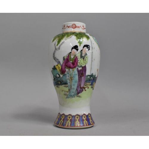 247 - A Chinese Republic Type Porcelain Baluster Vase Decorated in the Famille Rose Palette with Figures i... 