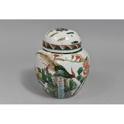 254 - A Late 19th/20th Century Chinese Famille Vert Ginger Jar Decoraetd with Blossoming Branches and Bird... 