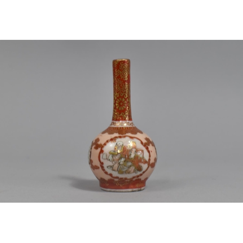 257 - A Miniature Japanese Kutani Vase, Bottle Form, 9cm high