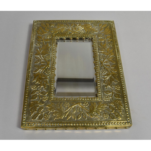 291 - A Late Victorian/Edwardian Brass Framed Hall Mirror, 34x26cms Overall