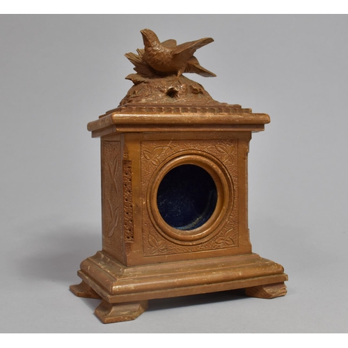 3 - A Carved Wooden Black Forest Pocket Watch Holder with Sporting Bird Finial, 17cms High