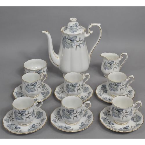 303 - A Royal Albert Silver Maple Coffee Set to comprise Coffee Pot, Six Cans, Six Saucers, Milk Jug and S... 