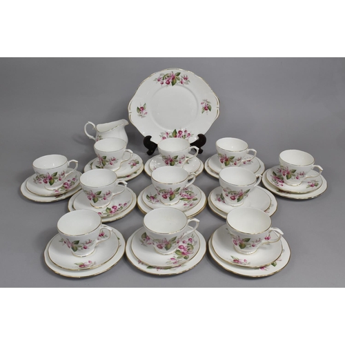 308 - A Duchess Fuchsia Pattern Tea Set to comprise Eleven Cups, Twelve Saucers and Side Plates, Milk jug ... 