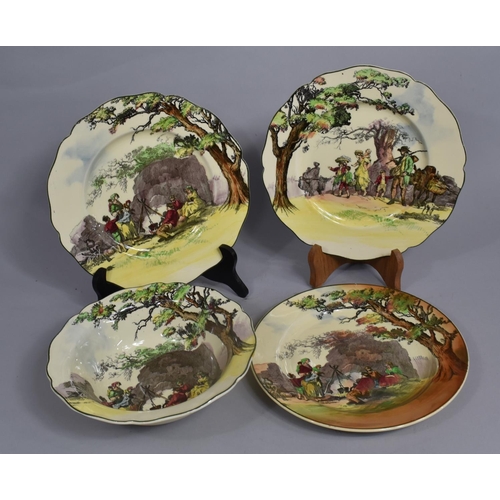 310 - Four Pieces of Royal Doulton English Old The Gypsies Series to comprise Three Plates and a Bowl