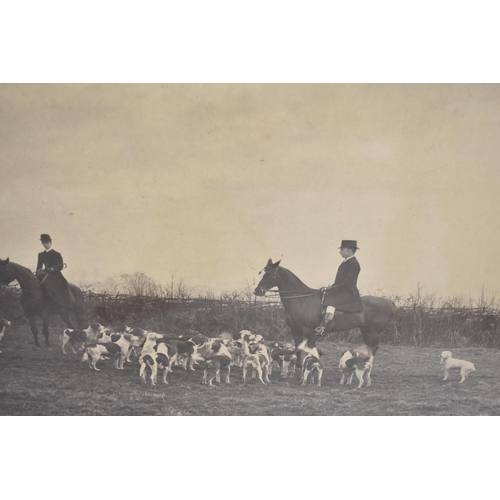 312 - A Pair of Oak Framed Photographs of The Annesley Hunt, 1887, Each 48x35cms