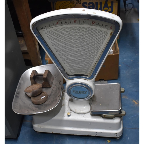 444 - A Set of Vintage Imperial Avery Shop Scales with Three Weights, 77cms High