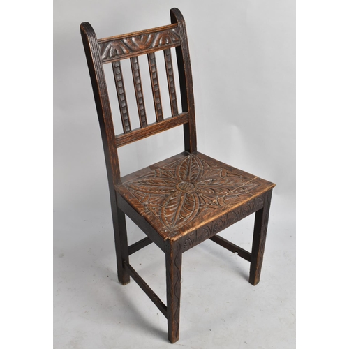 521 - A Late 19th/Early 20th century Carved Oak Hall Side Chair