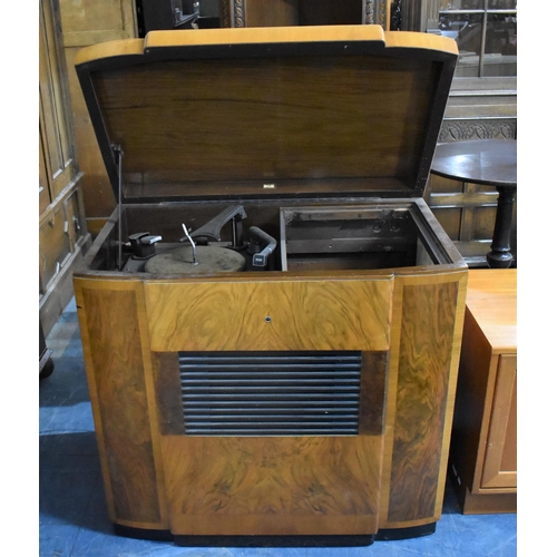 527 - An Edwardian Walnut Cased Record Player for Restoration with Garrard Deck, 85cms Wide