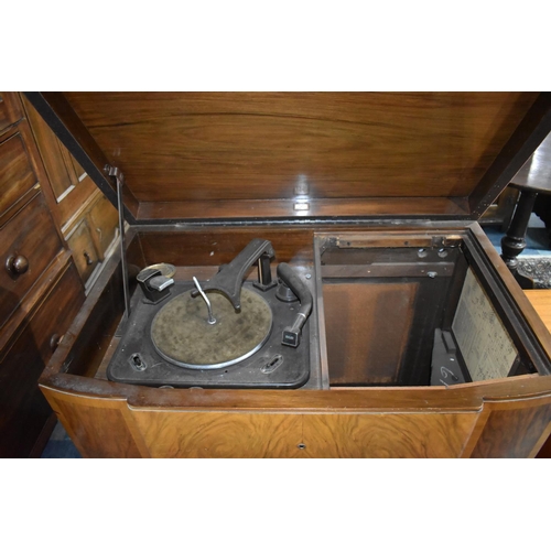 527 - An Edwardian Walnut Cased Record Player for Restoration with Garrard Deck, 85cms Wide