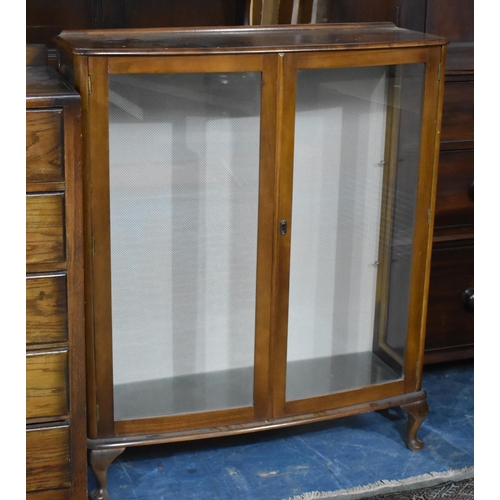 529 - A Mid 20th century Bow Fronted Glazed Display Cabinet, 90cms Wide