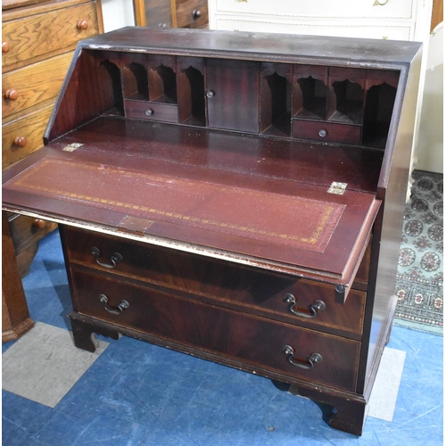 535 - A Reproduction Mahogany Bureau with Fall Front to Fitted Interior, Two Short and Three Long Drawers,... 