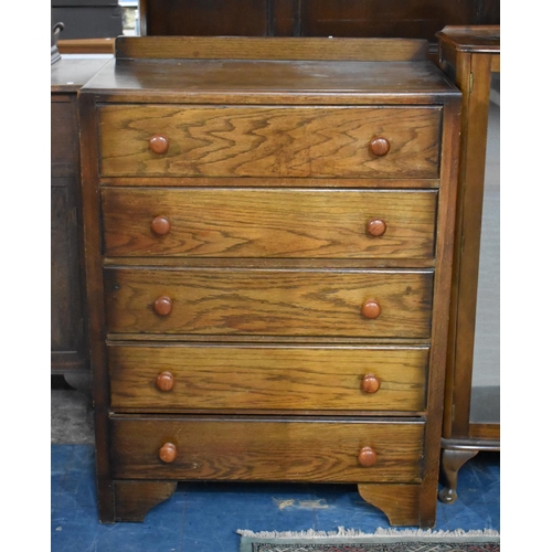 538 - An Edwardian Oak Five Drawer Bedroom Chest with Galleried Back, 76cms Wide