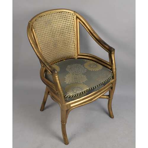 547 - A Mid/Late 20th century Gilt Sprayed Bamboo and Cane Armchair